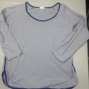 LAKE Pajamas XXS SHIRT ONLY Blue White Stripe 100% Pima Cotton